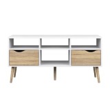 Cumpara ieftin Comoda TV 2 sertare din pal stejar sonoma alb Oslo 117x39x57 cm