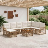 Cumpara ieftin Set de canapele de exterior 9 buc. 8-Locuri Alb Natural si Crem