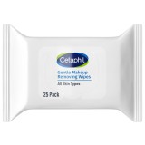 Servetele demachiante Cetaphil Gentle Makeup Removing Wipes, fara alcool si parfum, 25 buc