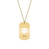Colier Absolvire Personalizat Argint 925 Placat Aur 24K Dog Tag Gaudeamus Cadou Bijuterie Nume Initiala Data