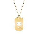 Gaudeamus - Colier personalizat absolvire dog tag din argint 925 placat cu aur galben 24K