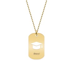 Gaudeamus - Colier personalizat absolvire dog tag din argint 925 placat cu aur galben 24K