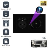 Camera Spion WIFI, TSS-EUC2B Ascunsa in Priza Dubla, Full HD, 5MP, Inregistrare Audio-Video, Detectia Miscarii, cu Aplicatie Mobila,Neagra