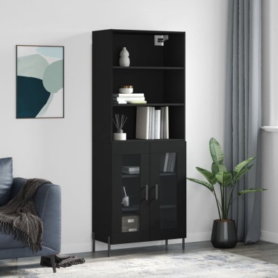 vidaXL Dulap &amp;icirc;nalt, negru, 69,5x34x180 cm, lemn compozit 3189326 foto