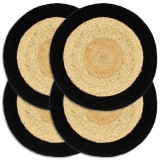Gossi naproane, 4 buc., natural si negru, 38 cm, iuta si bumbac