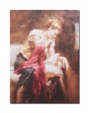 Cumpara ieftin Tablou canvas, Tanara cu esarfa rosie, 80x60cm, gata de agatat pe perete