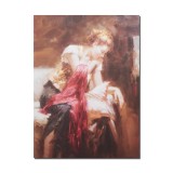 Tablou canvas, Tanara cu esarfa rosie, 80x60cm, gata de agatat pe perete