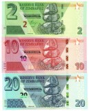 Zimbabwe Set 2-10-20 Dolari 2019-20 P-101-104 UNC Bancnote Africa