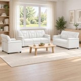 Set de canapea 3 pcs Alb Piele artificiala