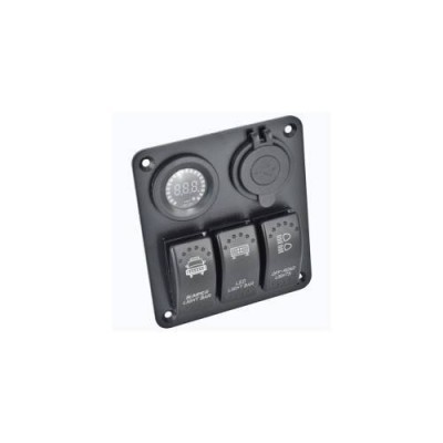 Panou 3 butoane intrerupatoare tip rocket 2x USB 12V 24V si voltmetru foto