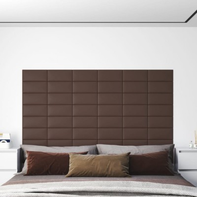 Panouri de perete 12 buc. maro 30x15 cm piele ecologică 0,54 m&amp;sup2; foto