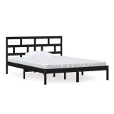 Cumpara ieftin Cadru de pat King Size, negru, 150x200 cm, lemn masiv