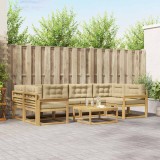 vidaXL Set de canapele de exterior cu pernă 5 pcs Alb și Bej 3386122
