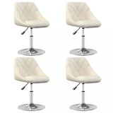 vidaXL Scaune de masă pivotante, 4 buc., crem, catifea