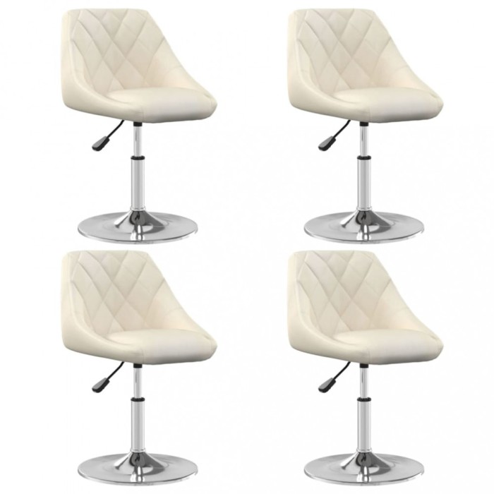 vidaXL Scaune de masă pivotante, 4 buc., crem, catifea