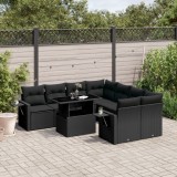 Cumpara ieftin Gossi set mobilier de gradina cu perne, 9 piese, negru, poliratan