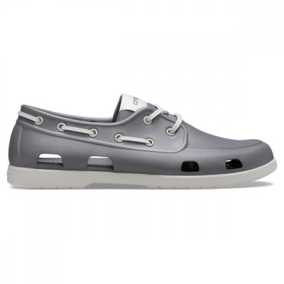 Pantofi Crocs Men&amp;#039;s Classic Boat Shoe Gri - Slate Grey/Pearl White foto