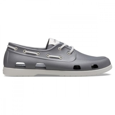 Pantofi Crocs Men&amp;#039;s Classic Boat Shoe Gri - Slate Grey/Pearl White foto