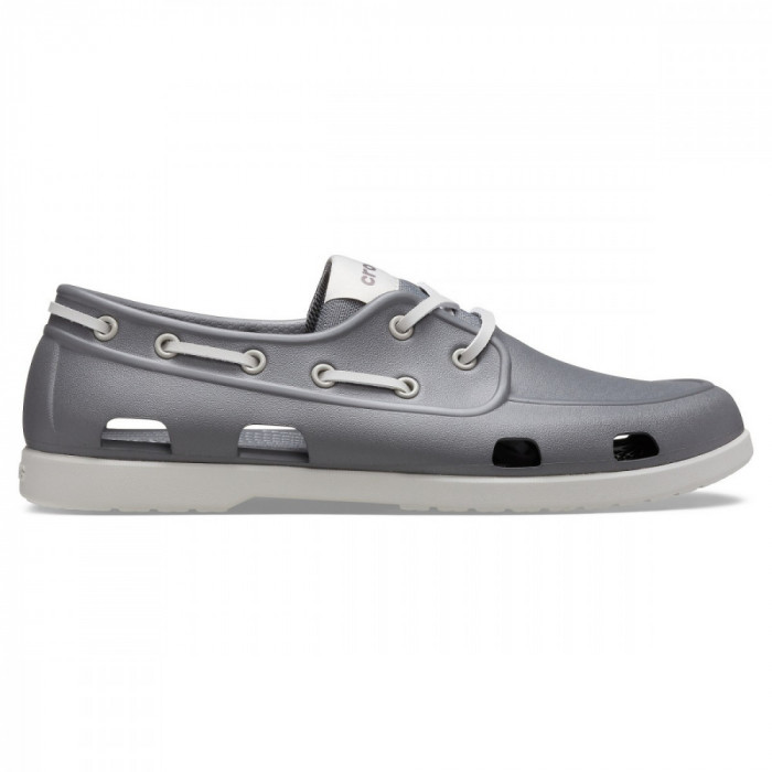 Pantofi Crocs Men&#039;s Classic Boat Shoe Gri - Slate Grey/Pearl White