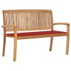 VidaXL Bancă de grădină stivuibilă cu pernă, 128,5 cm, lemn masiv tec 3063285