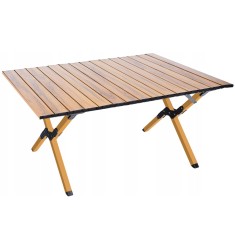 Masa pentru camping cu sistem de pliere rapida, cadru metalic, 90x60x44cm, maro Household NewTrend