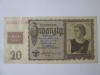 Rara! Germania Democrata(RDG/DDR) 20 Mark 1948 cu timbru pe 20 Mark 1939