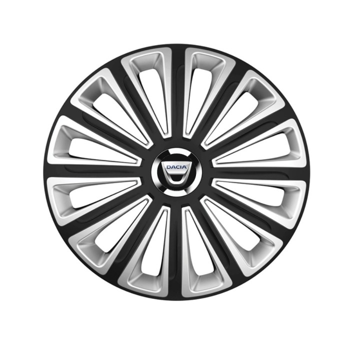 trend Set 4 capace roti Silver/black cu inel cromat Trend R14 pentru gama auto Dacia Trend Silver-Black