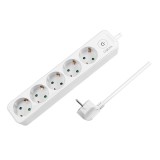 PRELUNGITOR LOGILINK, Schuko x 5, cablu 3G 1.5mm2, 230V/16A, 50 Hz, max. 3600 W, buton intrerupator iluminat, IP20, 1.5m, alb &quot;LPS246&quot; (include TV 0.8
