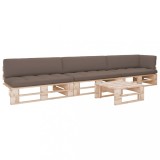 Set mobilier paleți cu perne, 4 piese, lemn de pin tratat