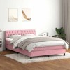 VidaXL Pat box spring cu saltea, roz, 140x210 cm, catifea