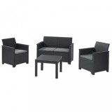 Set de mobilier de grădină Emma din ratan cu masă Chicago &icirc;n culoarea grafit