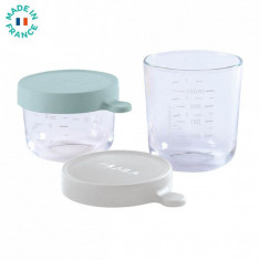 Set 2 recipiente din sticla, 150/250 ml, Verde, Beaba