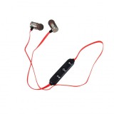 Casti audio Bluetooth, Magnetice, Microfon incorporat, Light Weight, Rosu/Argintiu