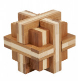 Joc logic IQ din lemn bambus Double Cross, Fridolin