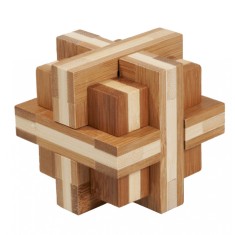 Joc logic IQ din lemn bambus Double Cross