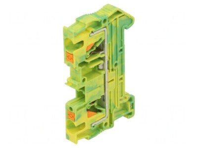 Conector de șine 0,2-6mm2 2 borne galben-verde foto