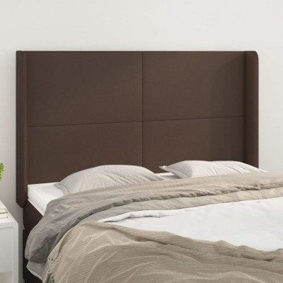 Tablie de pat cu aripioare, maro, 147x16x118/128 cm, piele eco GartenMobel Dekor foto