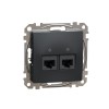 Priza Dubla RJ45 UTP CAT5E Schneider Sedna Antracit SDD114452