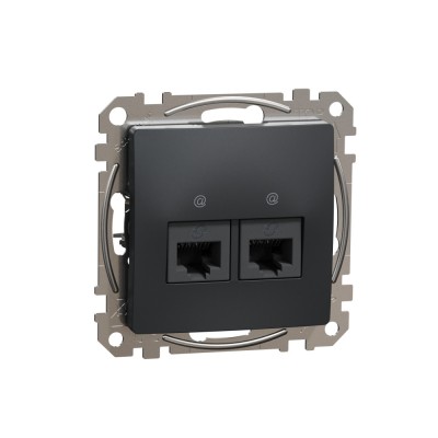 Priza dubla RJ45 UTP CAT5E Schneider Sedna antracit SDD114452 foto
