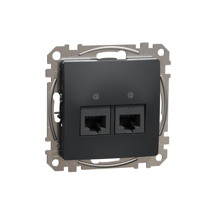 Priza dubla RJ45 UTP CAT5E Schneider Sedna antracit SDD114452