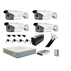 Kit complet 4 camere supraveghere exterior HIKVISION FULL HD 40 m IR cu backup si hard 1Tb SafetyGuard Surveillance