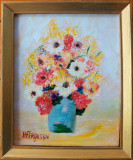 Flori &ndash; pictură pe p&acirc;nză, semnată, Ulei, Impresionism