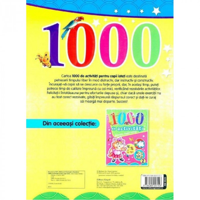 Carte 1000 de activitati pentru copii isteti Girasol, 6 ani+