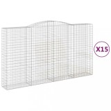 Cumpara ieftin Cosuri gabion arcuite, 15 buc 400x50x220/240cm, fier galvanizat