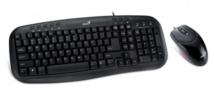 Kit tastatura + mouse optic genius km-200 usb black conectivitate usb tip mouse si tastatura