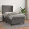 VidaXL Pat box spring cu saltea, gri, 90x200 cm, piele ecologică