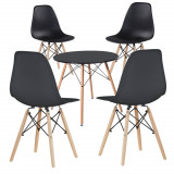 Cumpara ieftin 4 buc scaune moderne cu masa pentru bucatarie, 3 culori-negru, Timelesstools