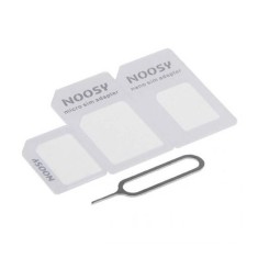 Techsuit - Nano SIM Adapter Unlimited Innovation - All in One Nano &amp;amp; Micro SIM Converter Kit + Steel Tray Eject Pin - White
