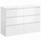 HOMCOM Comodă cu Sertare 6 Sertare Modernă cu M&acirc;nere Integrate Ascunse, Economisire Spațiu, PAL, 100x35x69 cm, Alb | Aosom Romania