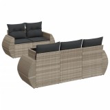 Set canapele de gradina cu perne, 6 piese gri deschis poliratan